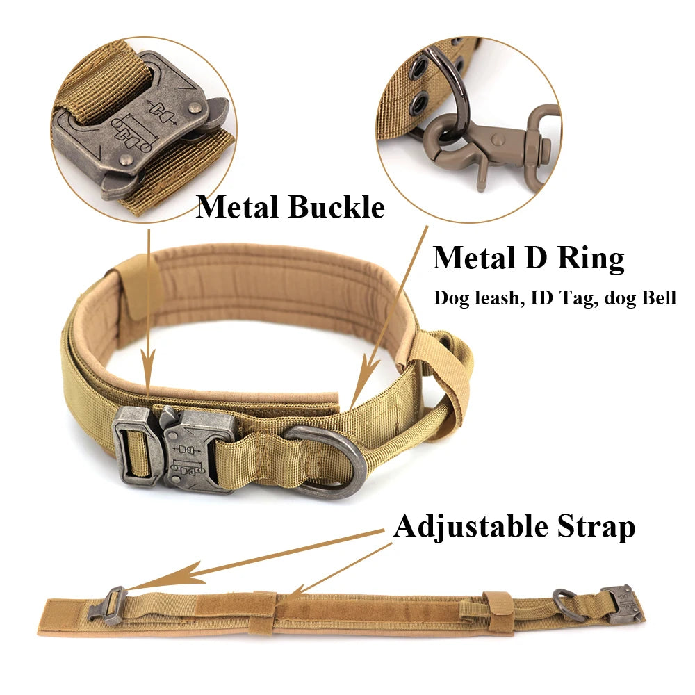 Large Dog Harness Collar Leash Molle Pouches