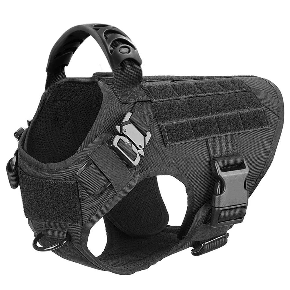 Large Dog Harness Collar Leash Molle Pouches