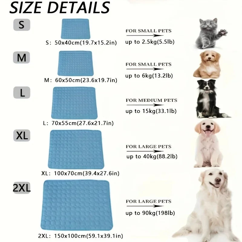 Pet Cooling Mat – Soft Ice Silk Summer Bed for Dogs & Cats