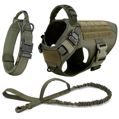 Large Dog Harness Collar Leash Molle Pouches