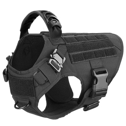 Large Dog Harness Collar Leash Molle Pouches