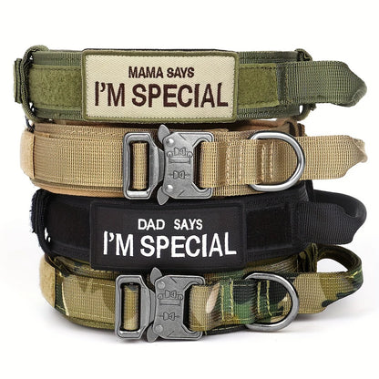 Heavy Duty Tactical Dog Collar with Handle – Military Style for Medium & Large Dogs