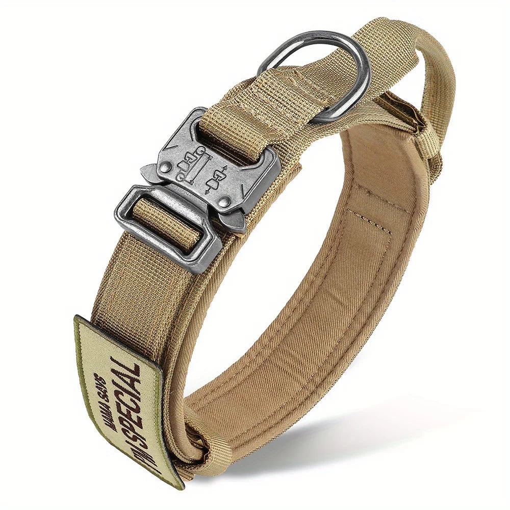 Heavy Duty Tactical Dog Collar with Handle – Military Style for Medium & Large Dogs