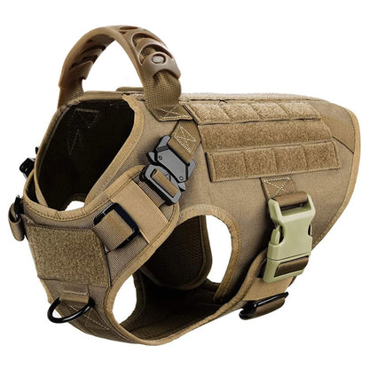 Large Dog Harness Collar Leash Molle Pouches