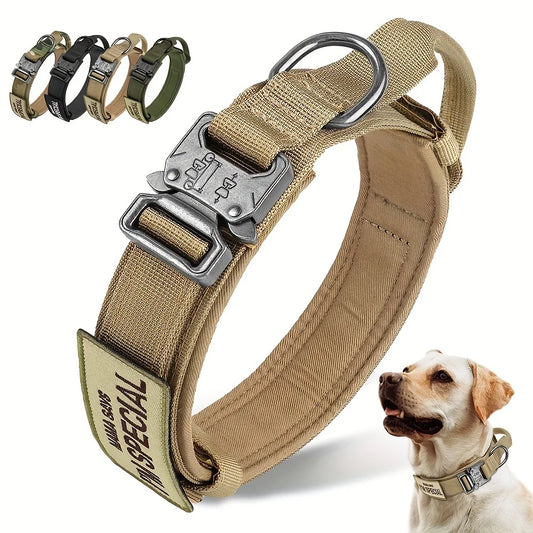 Heavy Duty Tactical Dog Collar with Handle – Military Style for Medium & Large Dogs