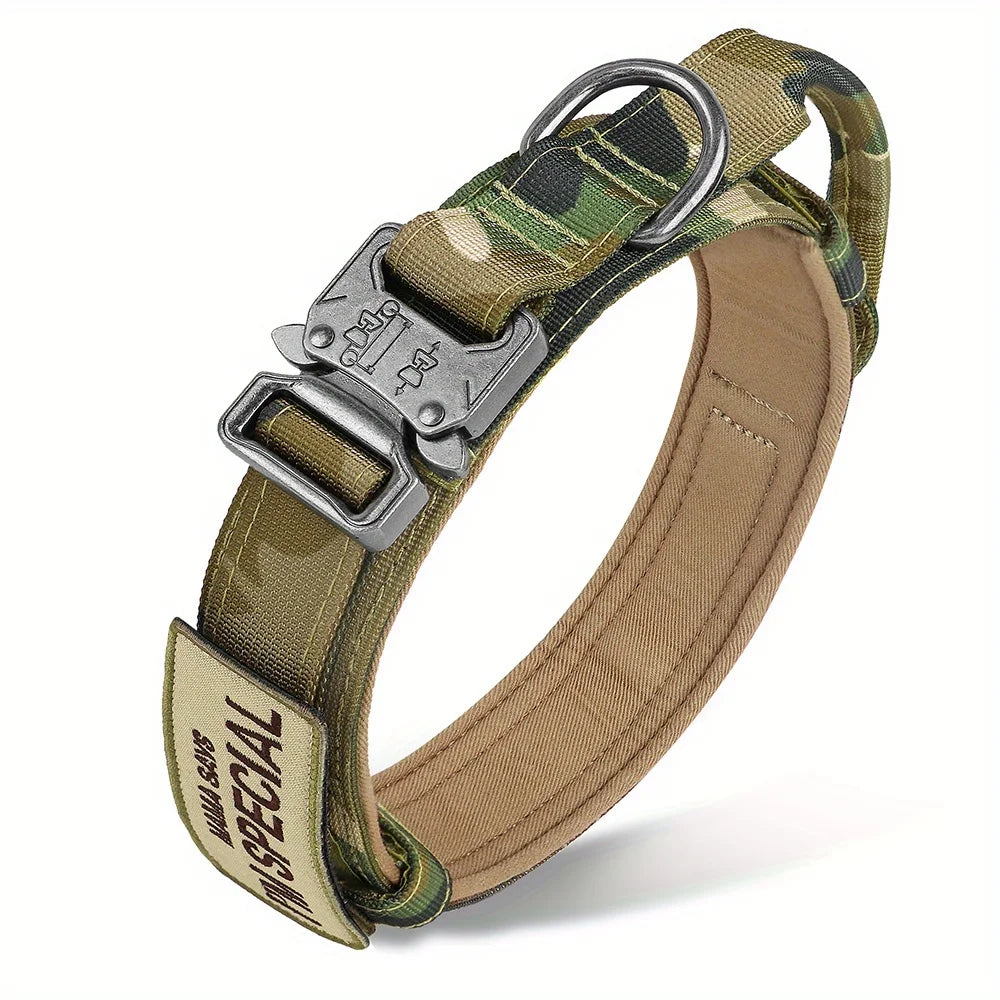 Heavy Duty Tactical Dog Collar with Handle – Military Style for Medium & Large Dogs