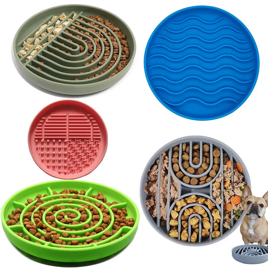 Anti-Knockover Slow Food Bowl for Pets - Silicone, Anti-Slip, Anti-Choking