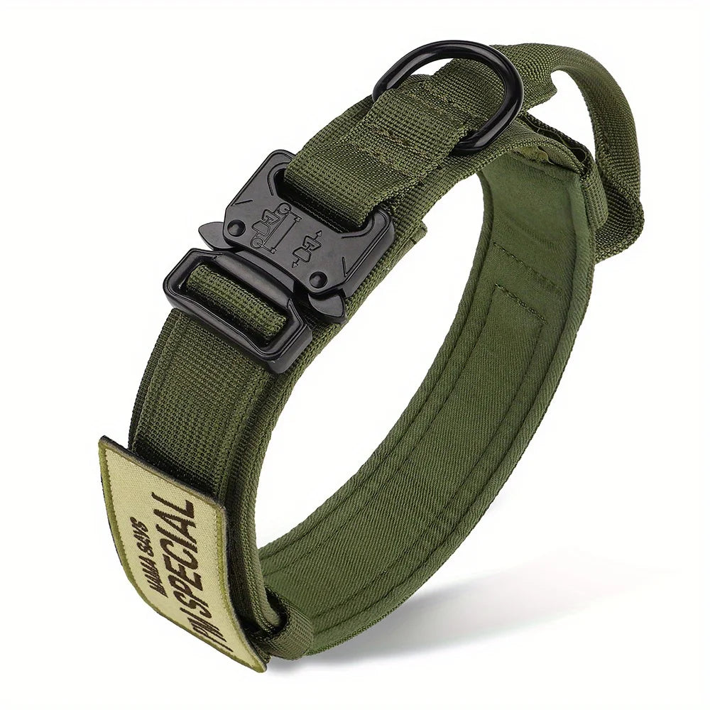 Heavy Duty Tactical Dog Collar with Handle – Military Style for Medium & Large Dogs
