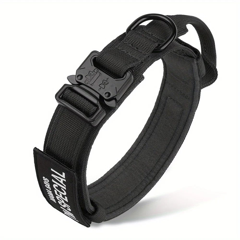 Heavy Duty Tactical Dog Collar with Handle – Military Style for Medium & Large Dogs