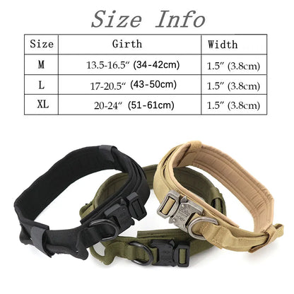 Heavy Duty Tactical Dog Collar with Handle – Military Style for Medium & Large Dogs